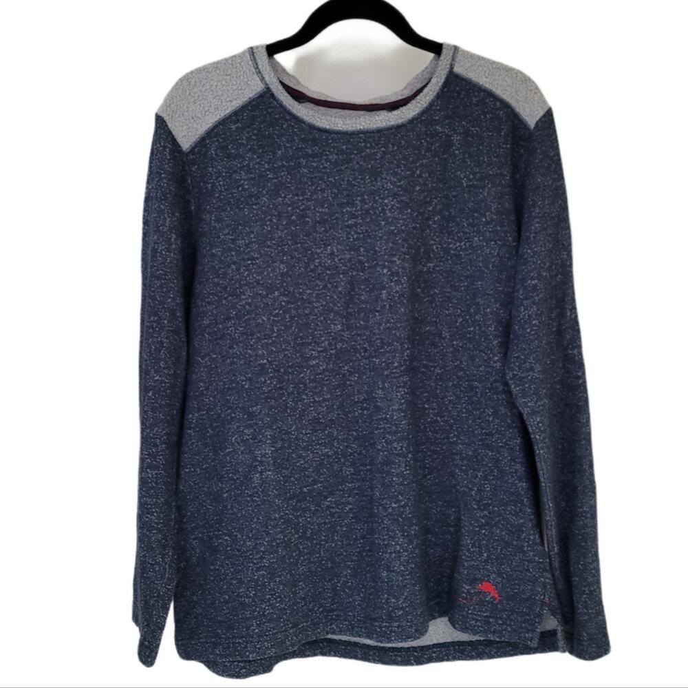 Tommy Bahama Lightweight Blue Sweatshirt with Gray Shoulder Panels size Large